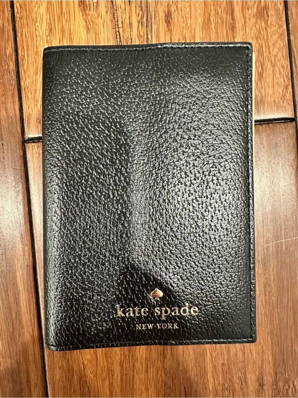 kate spade Black Passport Cover with Gold Logo